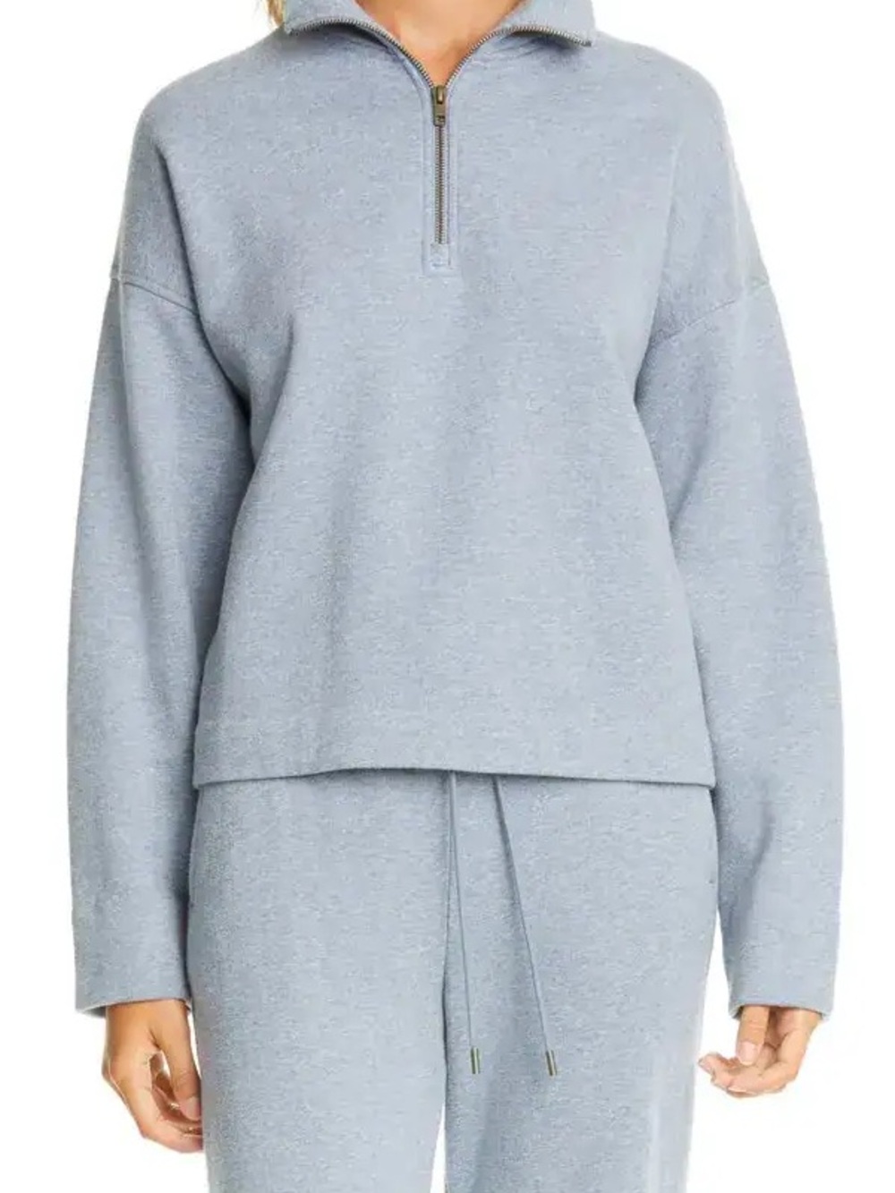 Vince Half Zip Pullover Sweatshirt Women XS Piero Blue Cotton Blend $225